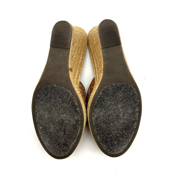Vintage 90s Y2K Xhilaration Brown Satin Beaded Sequin Espadrille Wedge Heels 6 - Picture 15 of 16